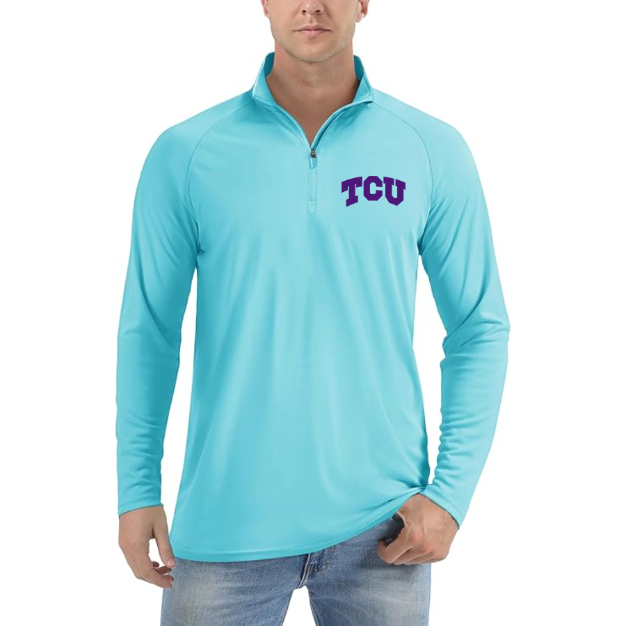 Men's TCU Horned Frogs Lightweight Quarter-Zip Athletic Shirt Long Sleeve Performance Wear