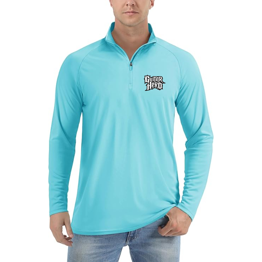 Men's Guitar hero Lightweight Quarter-Zip Athletic Shirt Long Sleeve Performance Wear