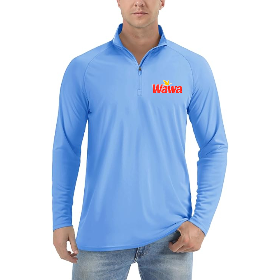 Men's Wawa Gas Station Lightweight Quarter-Zip Athletic Shirt Long Sleeve Performance Wear