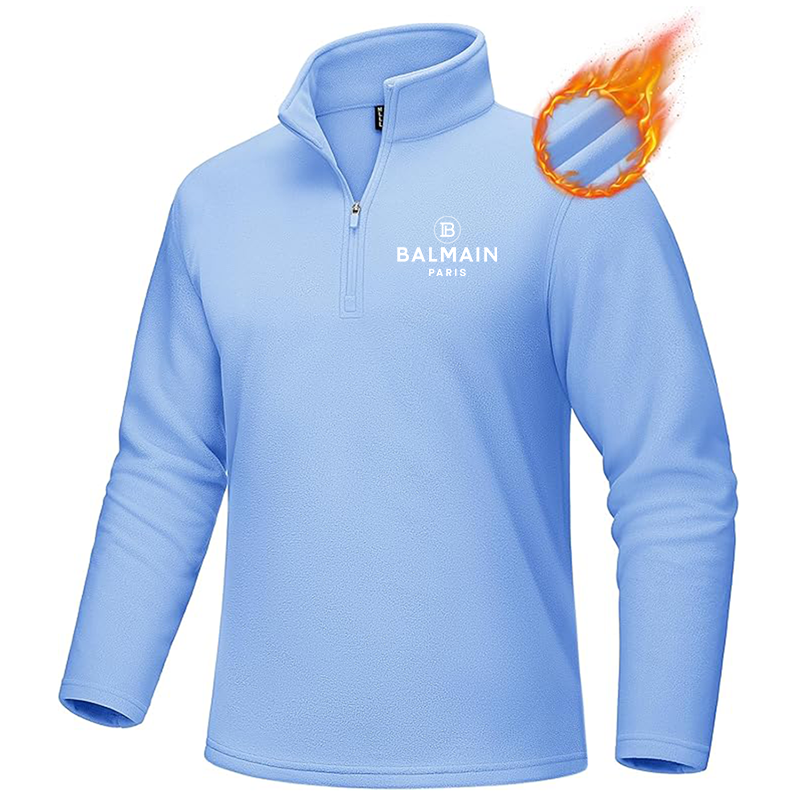 Men's Balmain Paris  MAGCOMSEN  Quarter-Zip Pullover Polar Fleece Sweatshirt Stand Collar Long Sleeve Shirt for Men Thermal Winter Fall