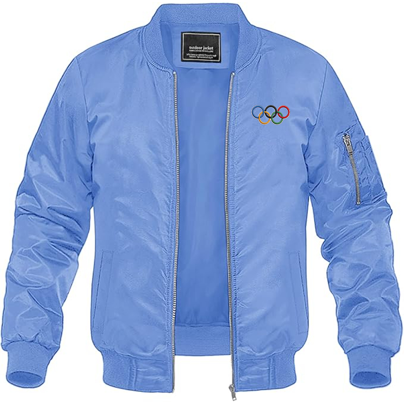 MAGNIVIT Men's Olympics Rings Embroidered Lightweight Bomber Jacket Windbreaker Casual Fall Spring Outdoor Coat