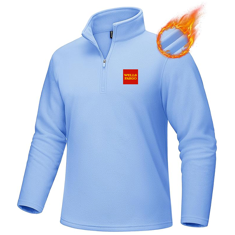 Men's Wells Fargo MAGCOMSEN  Quarter-Zip Pullover Polar Fleece Sweatshirt Stand Collar Long Sleeve Shirt for Men Thermal Winter Fall