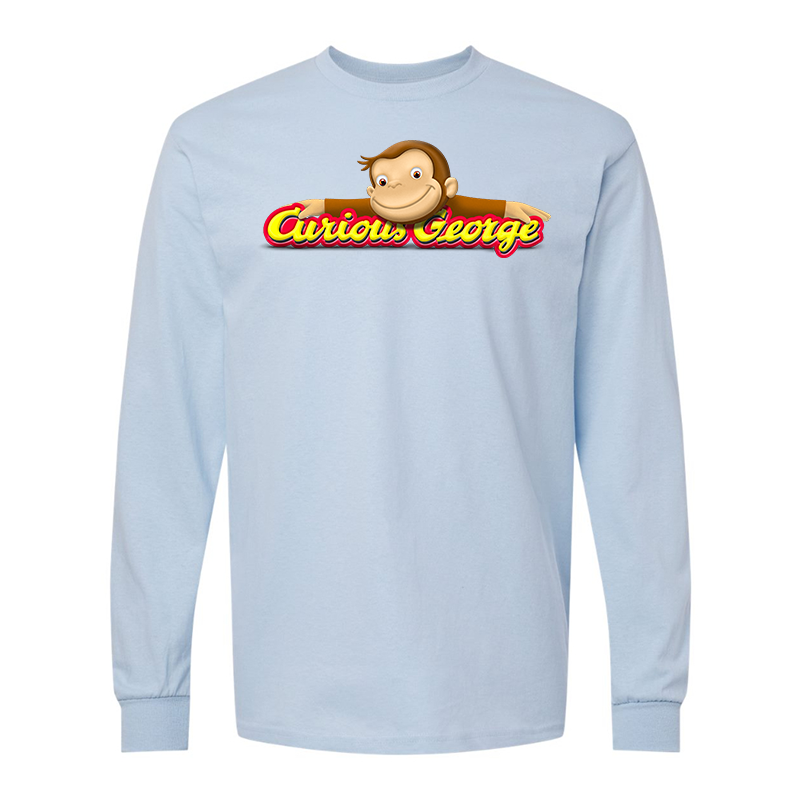 Men's Curious George Gildan Heavy Cotton Long Sleeve T-Shirt