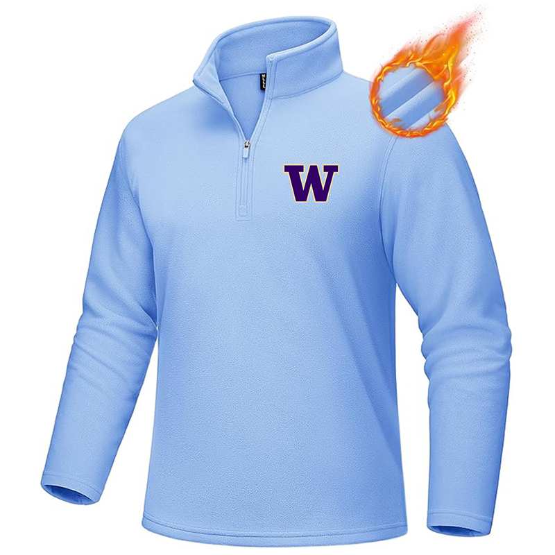 Men's Washington Huskies MAGCOMSEN  Quarter-Zip Pullover Polar Fleece Sweatshirt Stand Collar Long Sleeve Shirt for Men Thermal Winter Fall