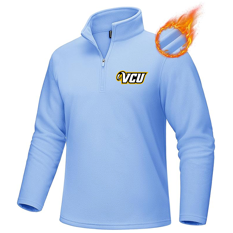 Men's Virginia Commonwealth Rams MAGCOMSEN  Quarter-Zip Pullover Polar Fleece Sweatshirt Stand Collar Long Sleeve Shirt for Men Thermal Winter Fall