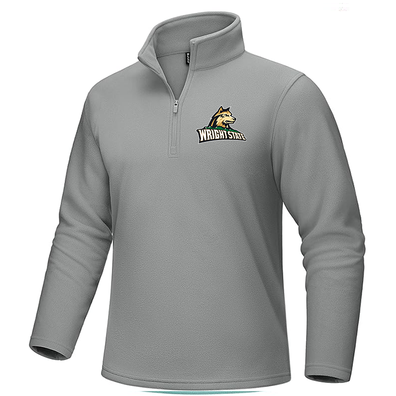 Men's Wright State Raiders MAGCOMSEN  Quarter-Zip Pullover Polar Fleece Sweatshirt Stand Collar Long Sleeve Shirt for Men Thermal Winter Fall