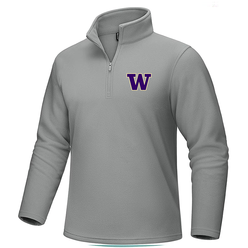 Men's Washington Huskies MAGCOMSEN  Quarter-Zip Pullover Polar Fleece Sweatshirt Stand Collar Long Sleeve Shirt for Men Thermal Winter Fall