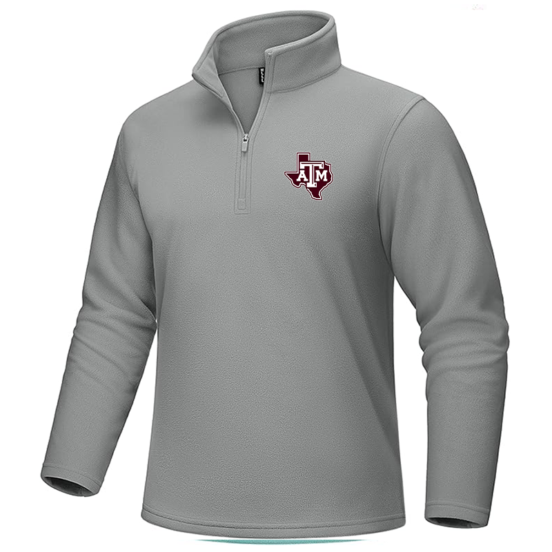 Men's Texas AM Aggies MAGCOMSEN  Quarter-Zip Pullover Polar Fleece Sweatshirt Stand Collar Long Sleeve Shirt for Men Thermal Winter Fall