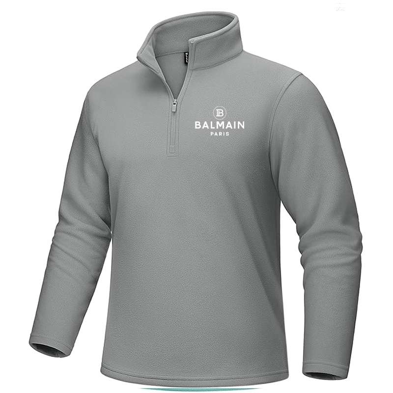 Men's Balmain Paris  MAGCOMSEN  Quarter-Zip Pullover Polar Fleece Sweatshirt Stand Collar Long Sleeve Shirt for Men Thermal Winter Fall