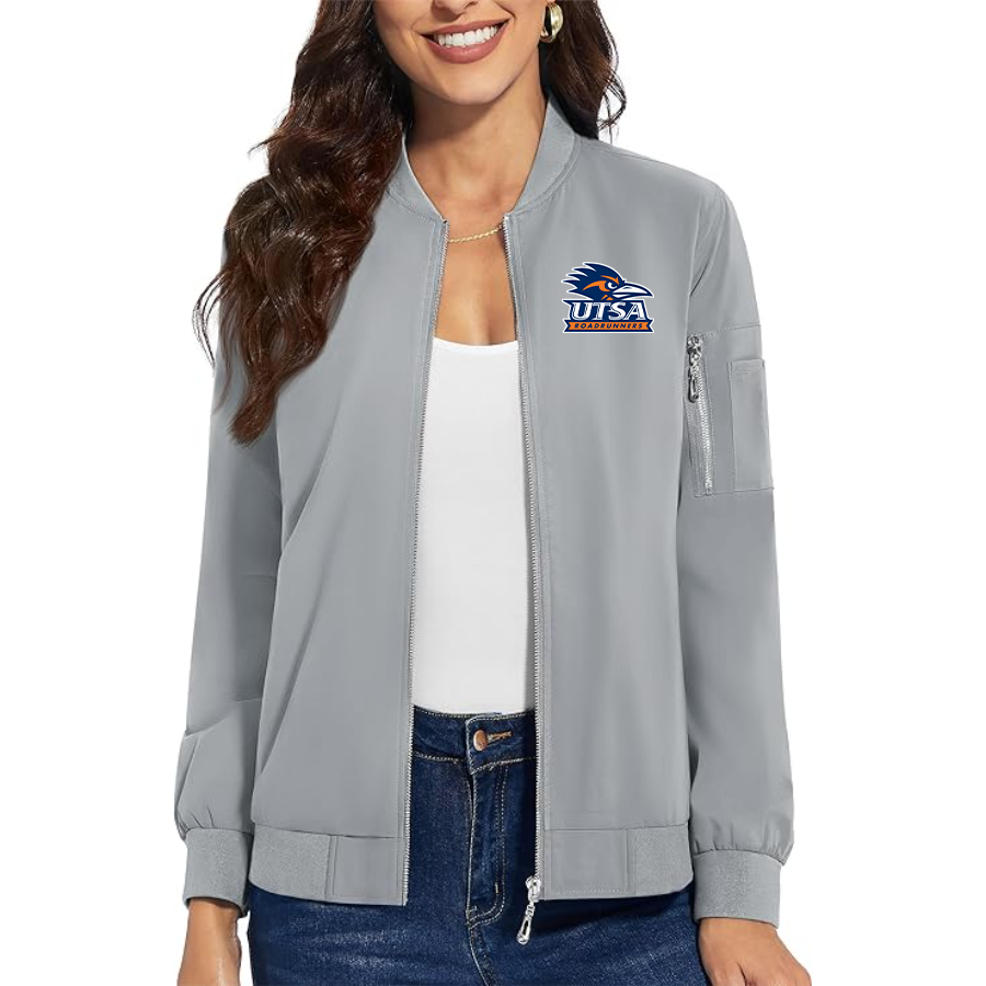 Women's Texas SA Roadrunners  Premium Bomber Jacket with Polished Detailing and Functional Sleeve Pocket Modern Luxury Outerwear