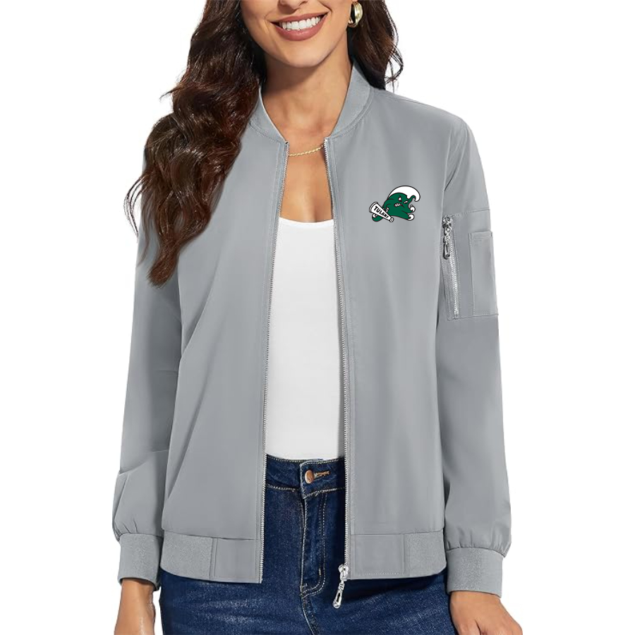 Women's Tulane Green Wave Premium Bomber Jacket with Polished Detailing and Functional Sleeve Pocket Modern Luxury Outerwear