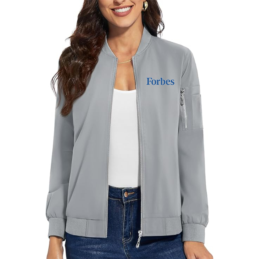 Women's Forbes Premium Bomber Jacket with Polished Detailing and Functional Sleeve Pocket Modern Luxury Outerwear