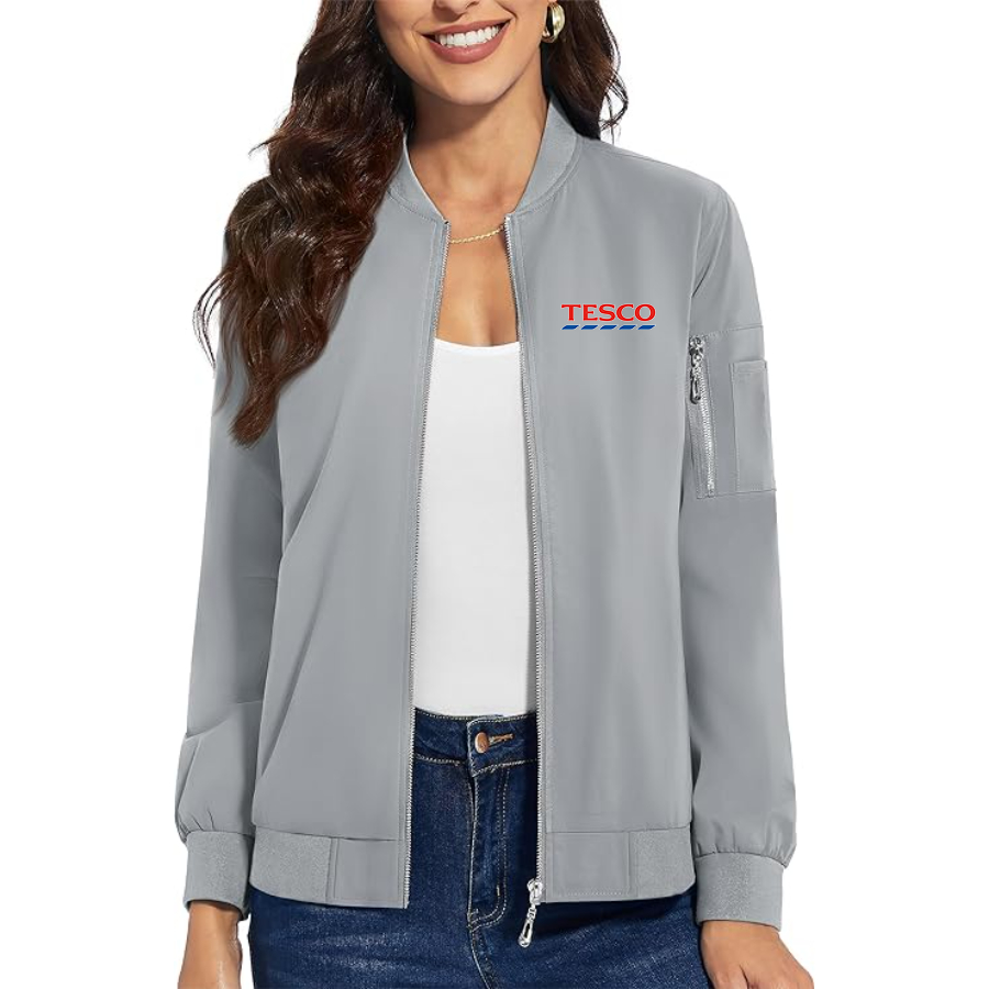 Women's Tesco Premium Bomber Jacket with Polished Detailing and Functional Sleeve Pocket Modern Luxury Outerwear