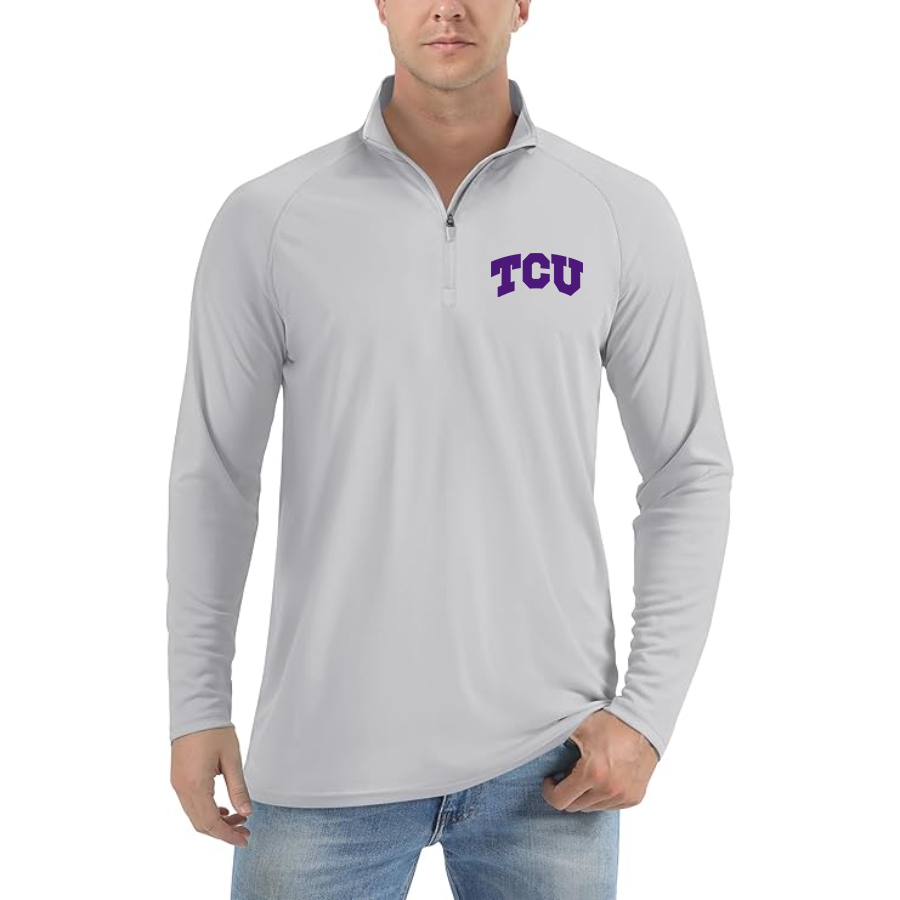 Men's TCU Horned Frogs Lightweight Quarter-Zip Athletic Shirt Long Sleeve Performance Wear