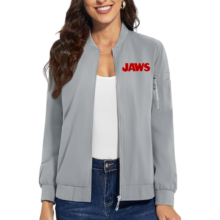 Women's Jaws Premium Bomber Jacket with Polished Detailing and Functional Sleeve Pocket Modern Luxury Outerwear