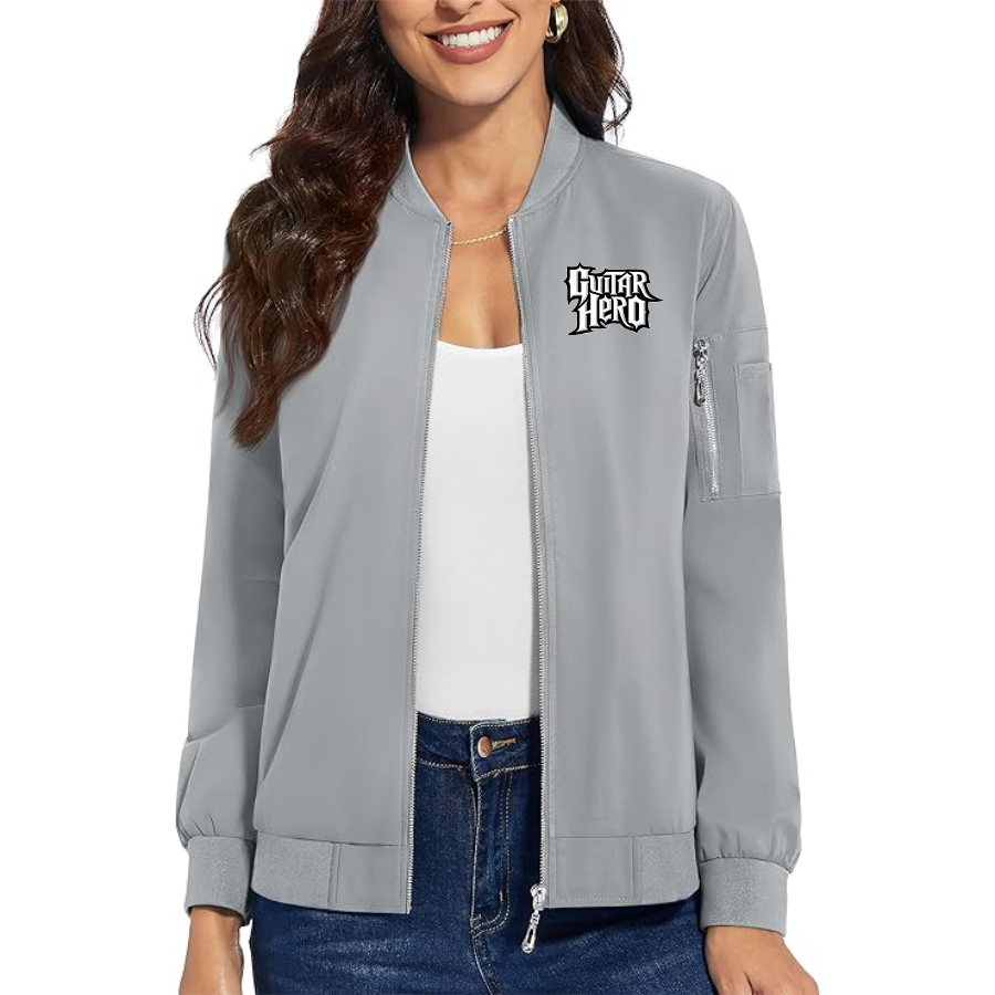 Women's Guitar hero Premium Bomber Jacket with Polished Detailing and Functional Sleeve Pocket Modern Luxury Outerwear