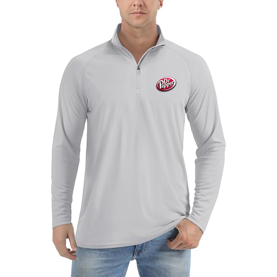 Men's Dr.Pepper  Lightweight Quarter-Zip Athletic Shirt Long Sleeve Performance Wear