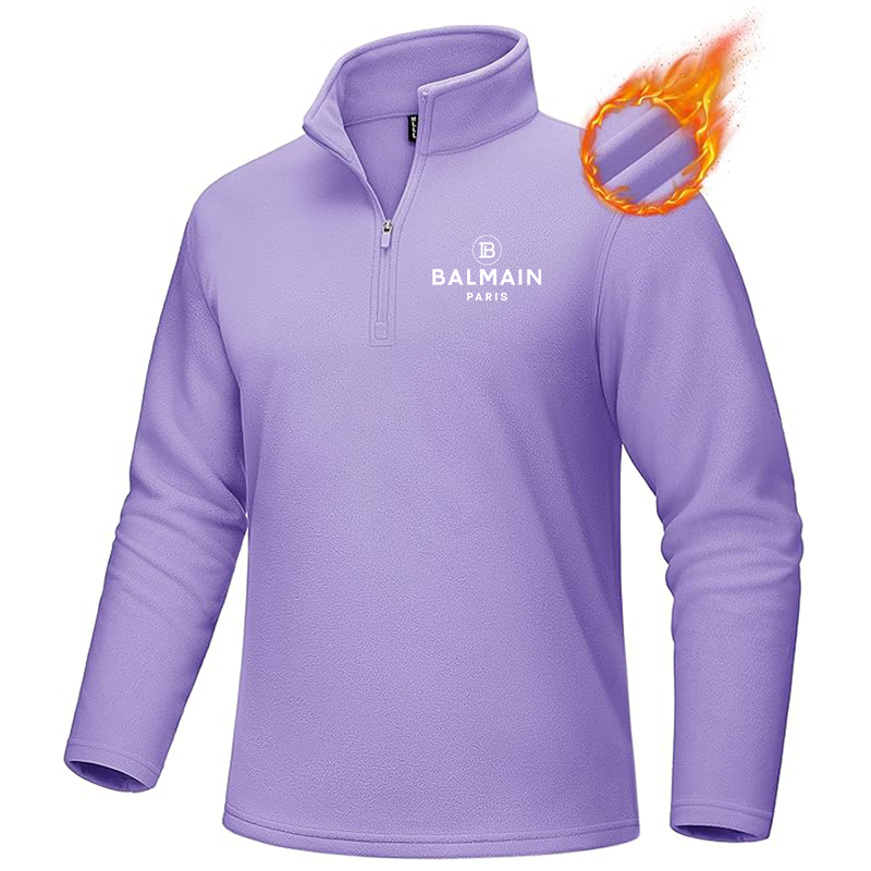 Men's Balmain Paris  MAGCOMSEN  Quarter-Zip Pullover Polar Fleece Sweatshirt Stand Collar Long Sleeve Shirt for Men Thermal Winter Fall