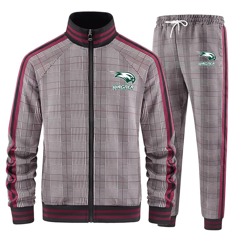 Men's Wagner Seahawks Tracksuits Full-zip Long Sleeve Plaid Track Jackets and Pants 2 Piece