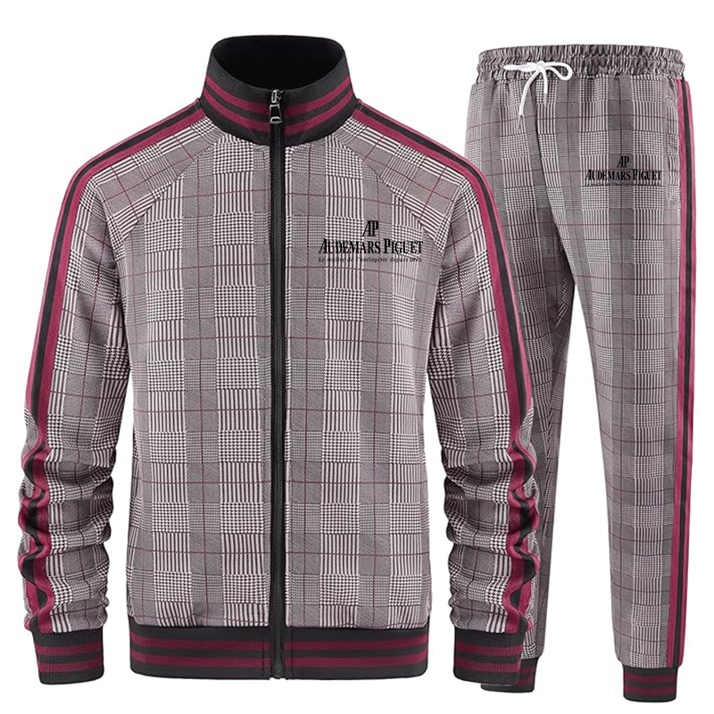 Men's Audemars Piguet Tracksuits Full-zip Long Sleeve Plaid Track Jackets and Pants 2 Piece