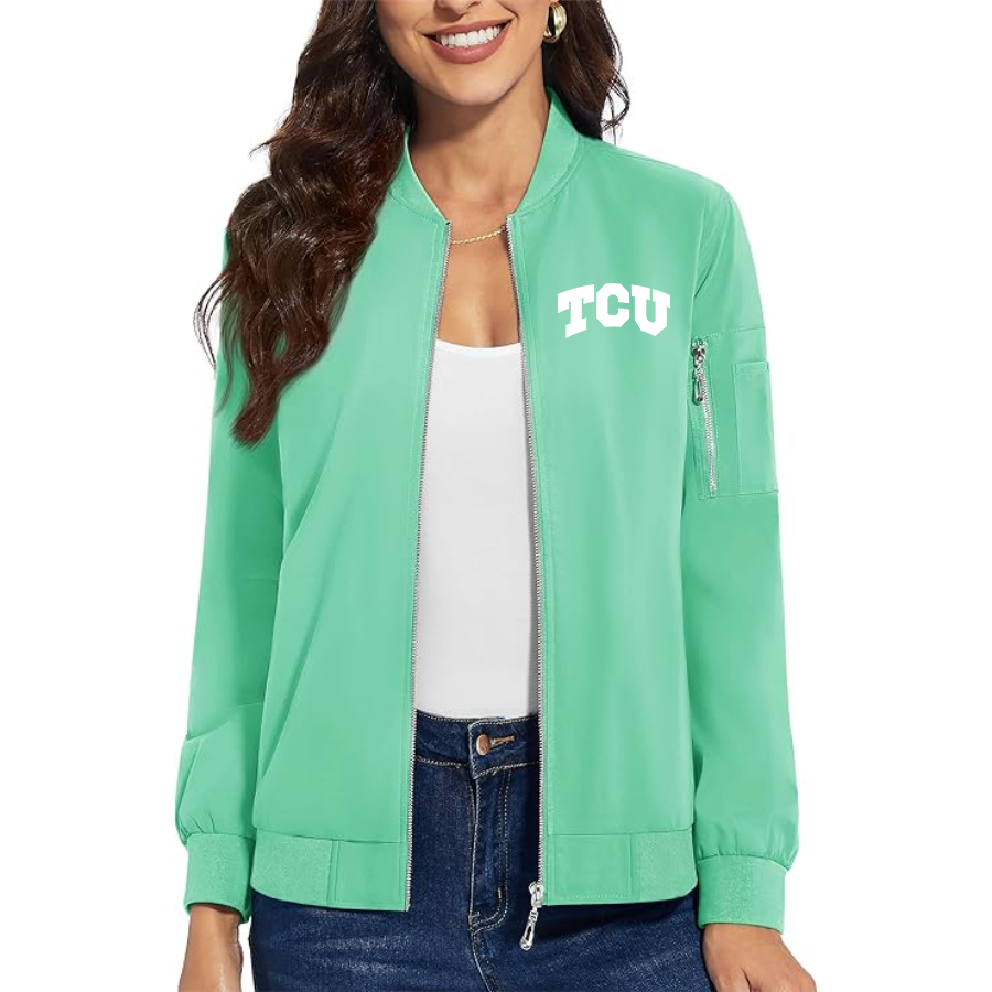 Women's TCU Horned Frogs Premium Bomber Jacket with Polished Detailing and Functional Sleeve Pocket Modern Luxury Outerwear