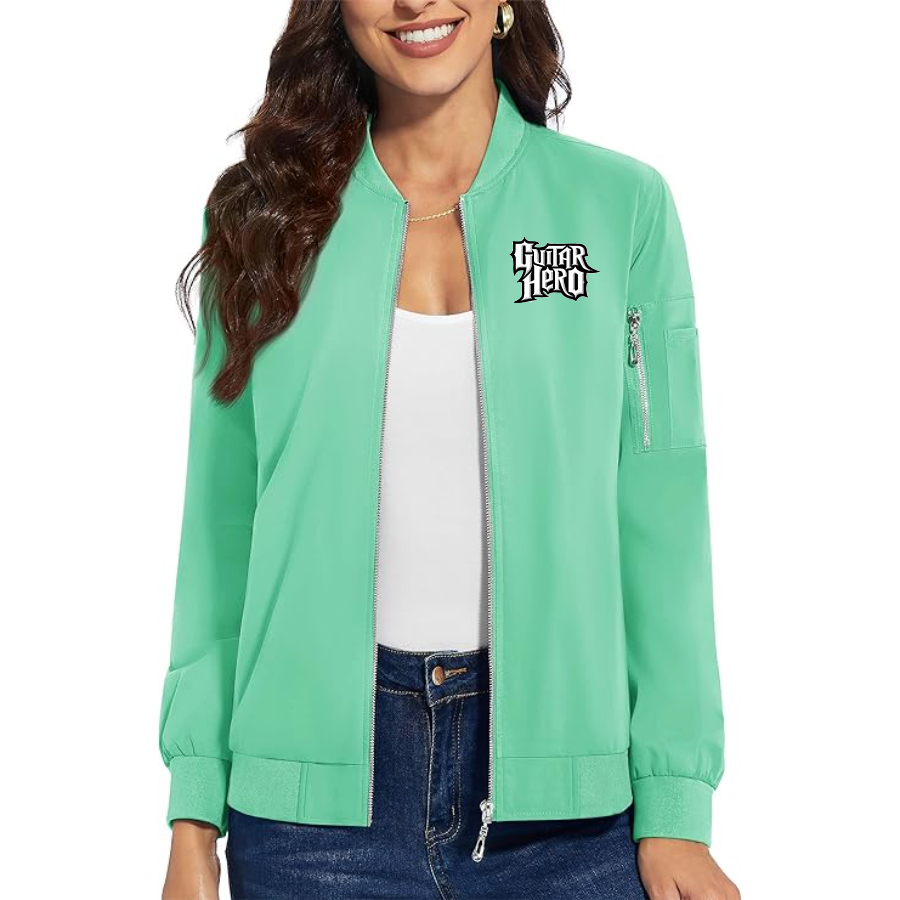 Women's Guitar hero Premium Bomber Jacket with Polished Detailing and Functional Sleeve Pocket Modern Luxury Outerwear