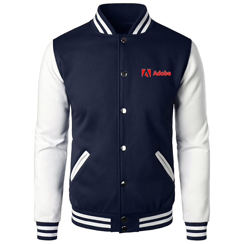 Men’s Adobe Corporate  Varsity Baseball Jacket Cotton Blend Letterman Jackets