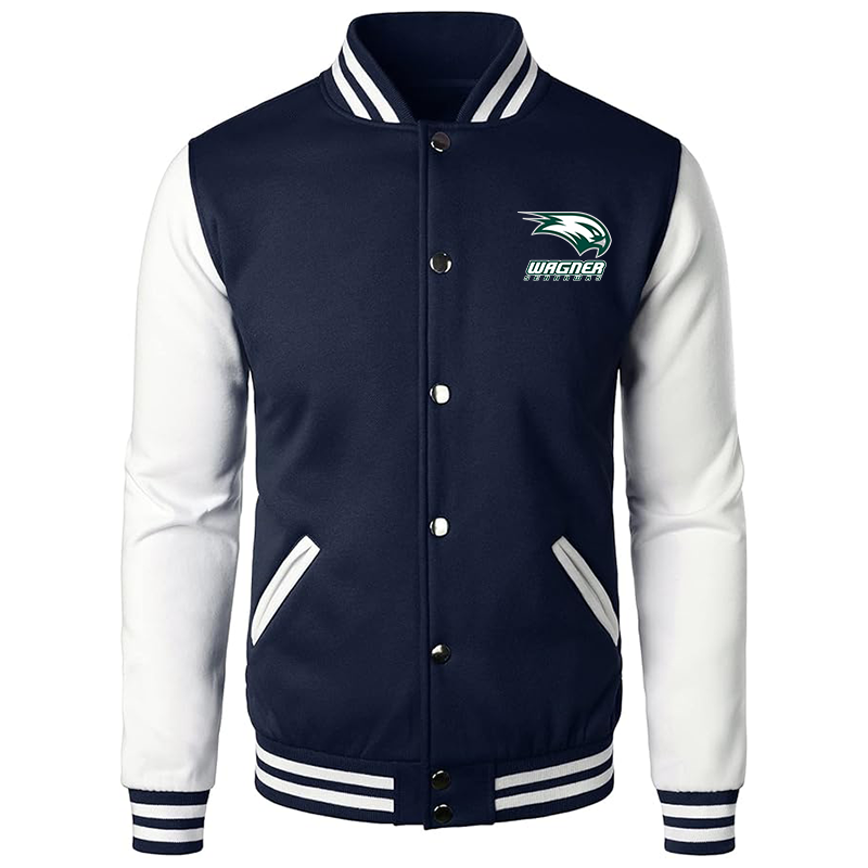 Men’s Wagner Seahawks Varsity Baseball Jacket Cotton Blend Letterman Jackets