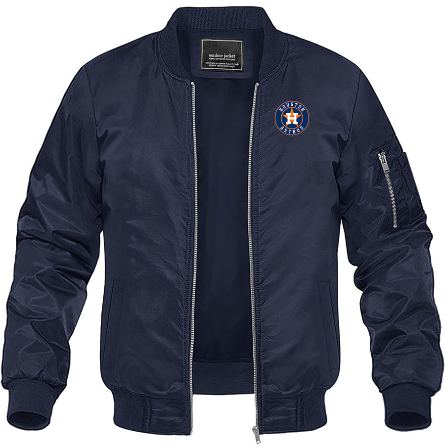 Men's Houston Astros Lightweight Bomber Jacket Windbreaker Softshell Varsity Jacket Coat