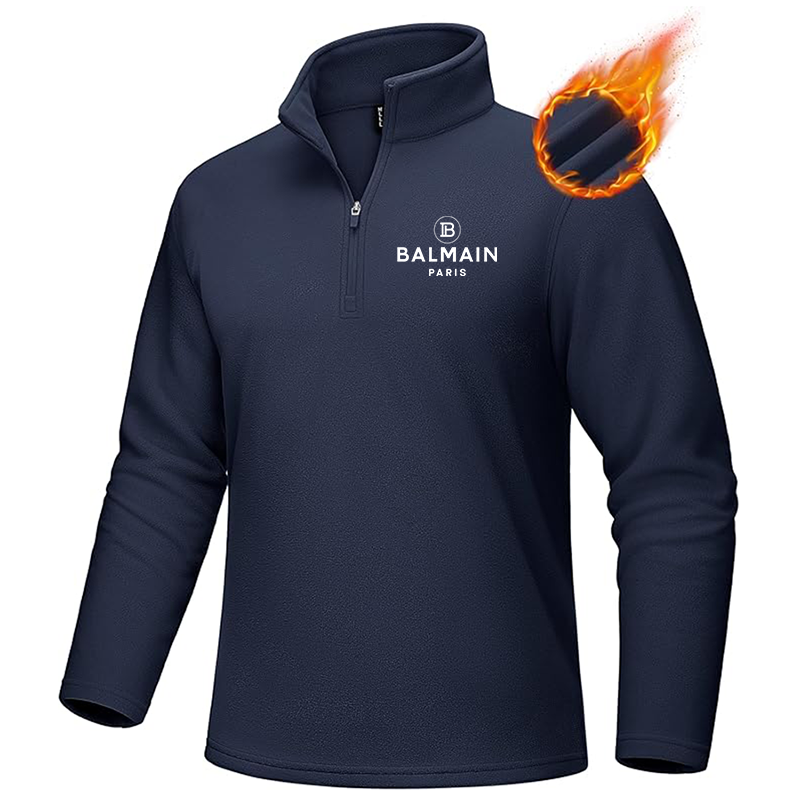 Men's Balmain Paris  MAGCOMSEN  Quarter-Zip Pullover Polar Fleece Sweatshirt Stand Collar Long Sleeve Shirt for Men Thermal Winter Fall