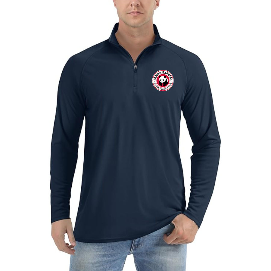 Men's Panda Express Lightweight Quarter-Zip Athletic Shirt Long Sleeve Performance Wear