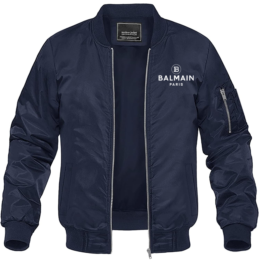 Men's Balmain Paris Lightweight Bomber Jacket Windbreaker Softshell Varsity Jacket Coat