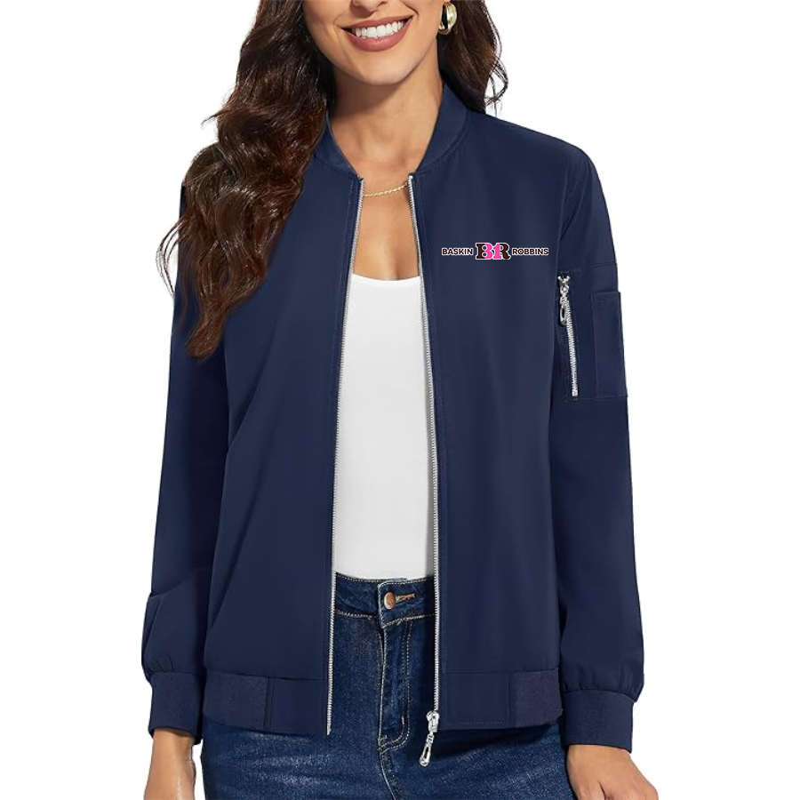 Women's Baskin Rоbbins Premium Bomber Jacket with Polished Detailing and Functional Sleeve Pocket Modern Luxury Outerwear