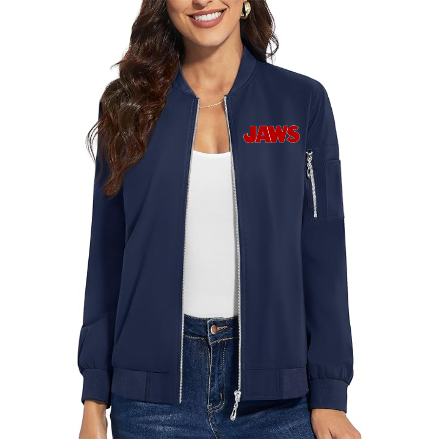 Women's Jaws Premium Bomber Jacket with Polished Detailing and Functional Sleeve Pocket Modern Luxury Outerwear