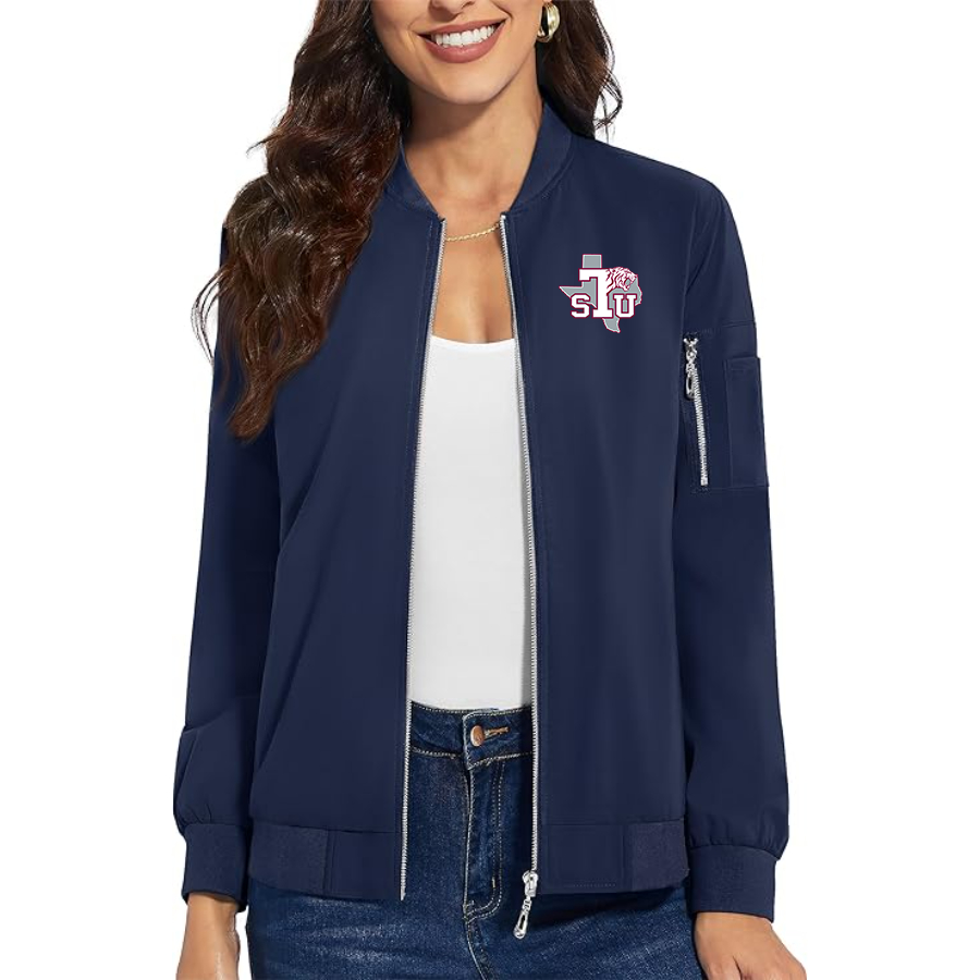 Women's Texas Southern Tigers Premium Bomber Jacket with Polished Detailing and Functional Sleeve Pocket Modern Luxury Outerwear