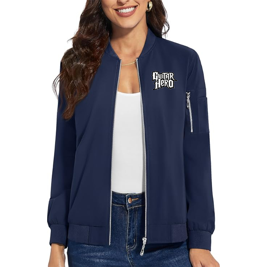 Women's Guitar hero Premium Bomber Jacket with Polished Detailing and Functional Sleeve Pocket Modern Luxury Outerwear