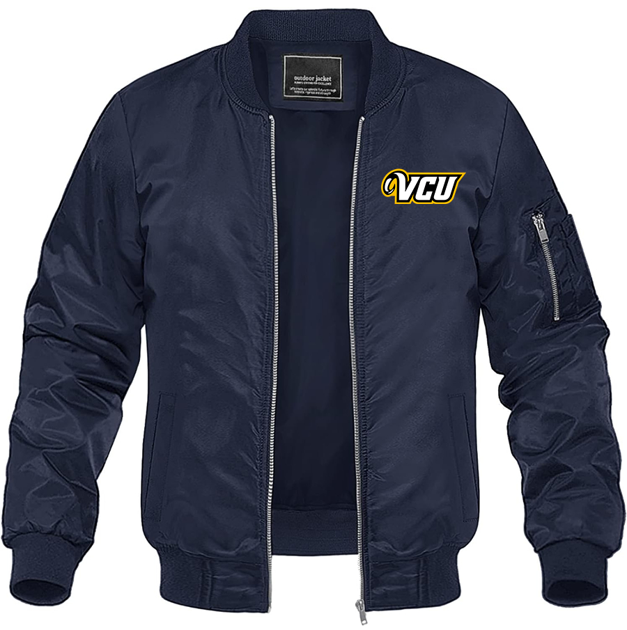 Men's Virginia Commonwealth Rams Lightweight Bomber Jacket Windbreaker Softshell Varsity Jacket Coat