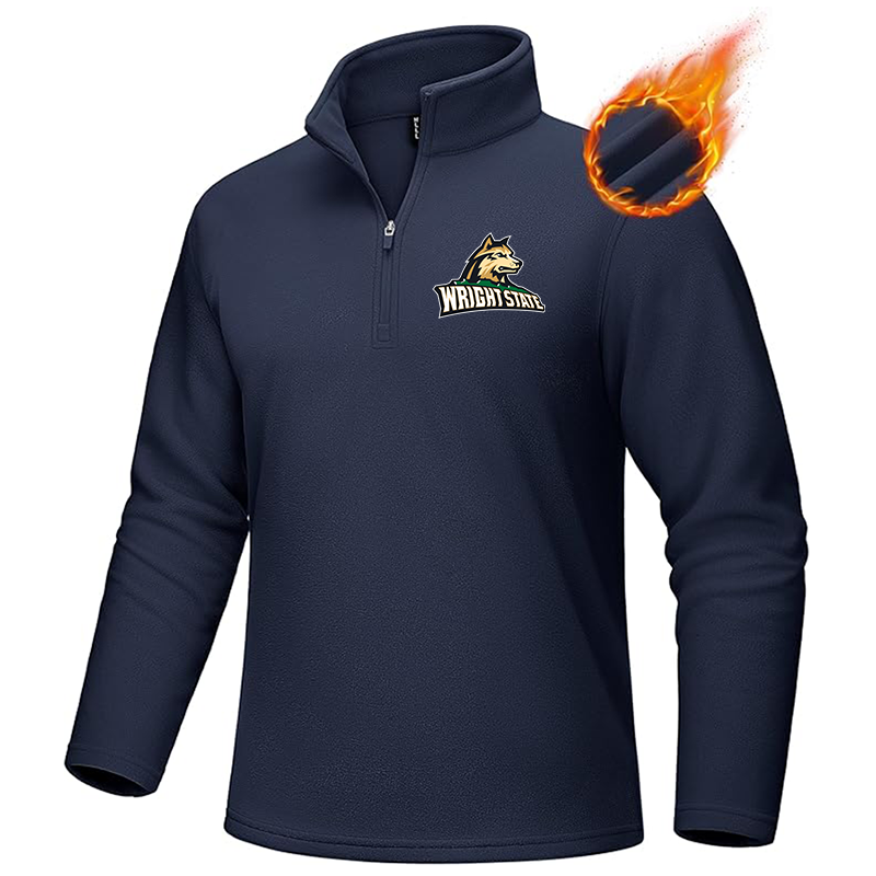 Men's Wright State Raiders MAGCOMSEN  Quarter-Zip Pullover Polar Fleece Sweatshirt Stand Collar Long Sleeve Shirt for Men Thermal Winter Fall