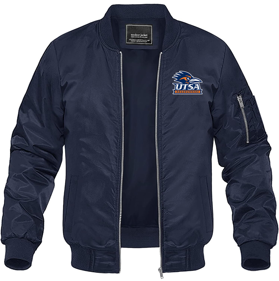 Men's Texas SA Roadrunners Lightweight Bomber Jacket Windbreaker Softshell Varsity Jacket Coat