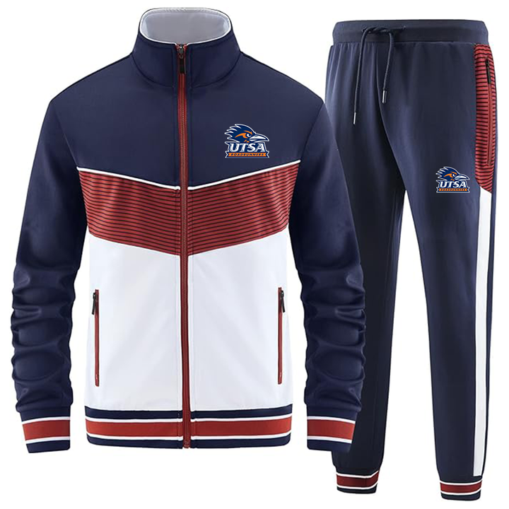 Men's Texas SA Roadrunners ANOTWENER Casual 2 Piece Tracksuit Sets Long Sleeve Full Zip Jacket and Sweatpants Sport Outfits Sweatsuits