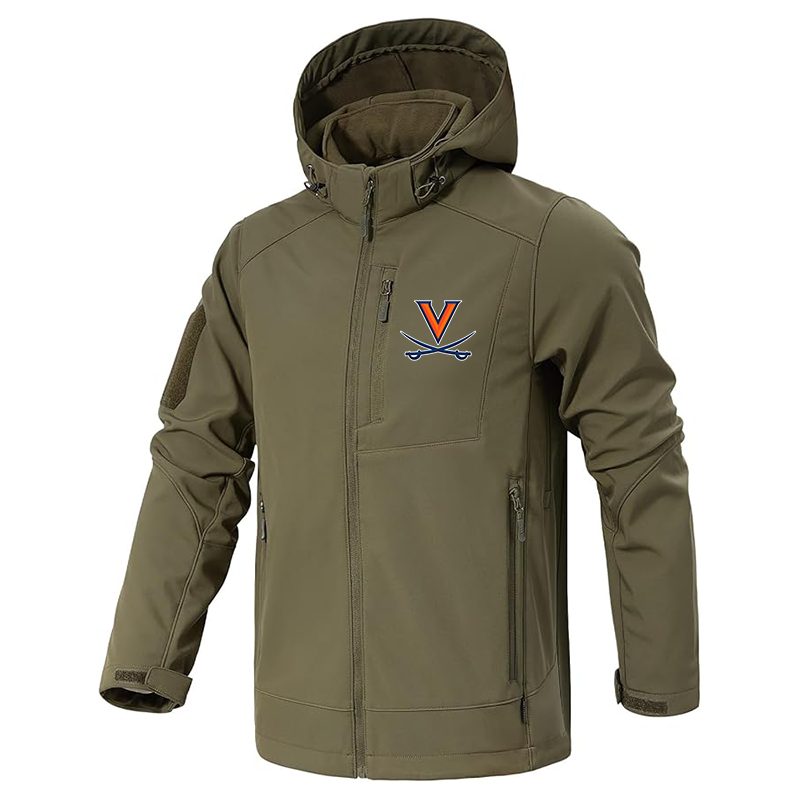 Men's Virginia Cavaliers Jacket Waterproof Hooded Coats Tactical Soft Shell Jackets