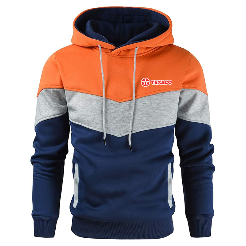 Men's Texaco  Gesean Novelty Color Block Pullover Fleece Hoodie Long Sleeve Casual Sweatshirt with Pocket