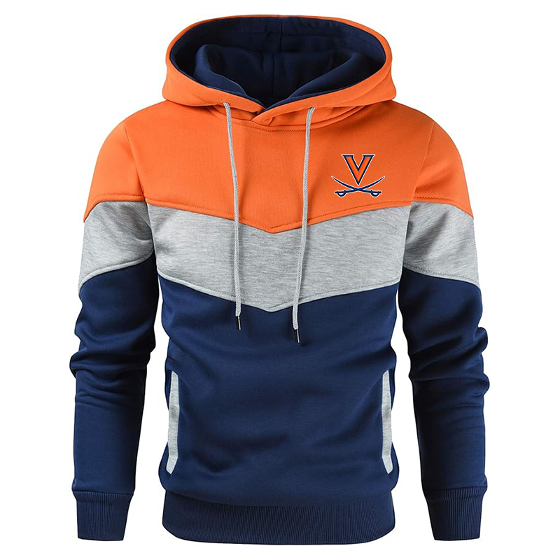 Men's Virginia Cavaliers Gesean Novelty Color Block Pullover Fleece Hoodie Long Sleeve Casual Sweatshirt with Pocket