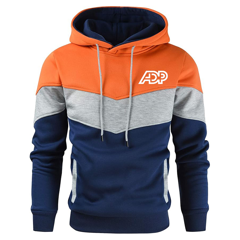 Men's ADP Gesean Novelty Color Block Pullover Fleece Hoodie Long Sleeve Casual Sweatshirt with Pocket