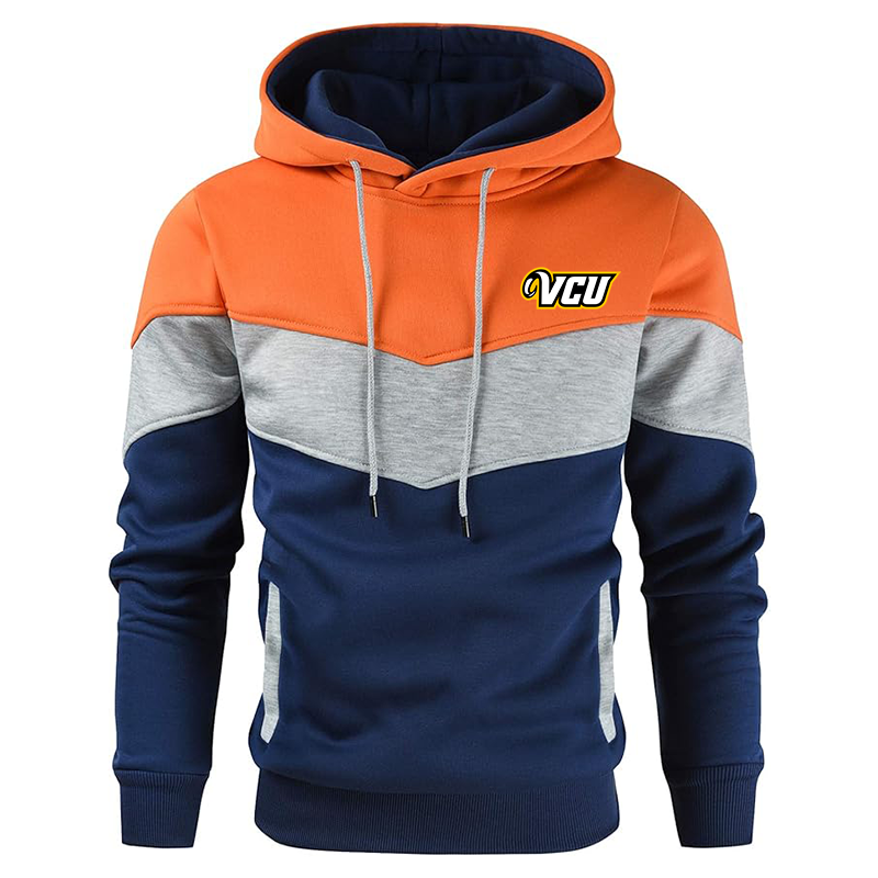 Men's Virginia Commonwealth Rams Gesean Novelty Color Block Pullover Fleece Hoodie Long Sleeve Casual Sweatshirt with Pocket