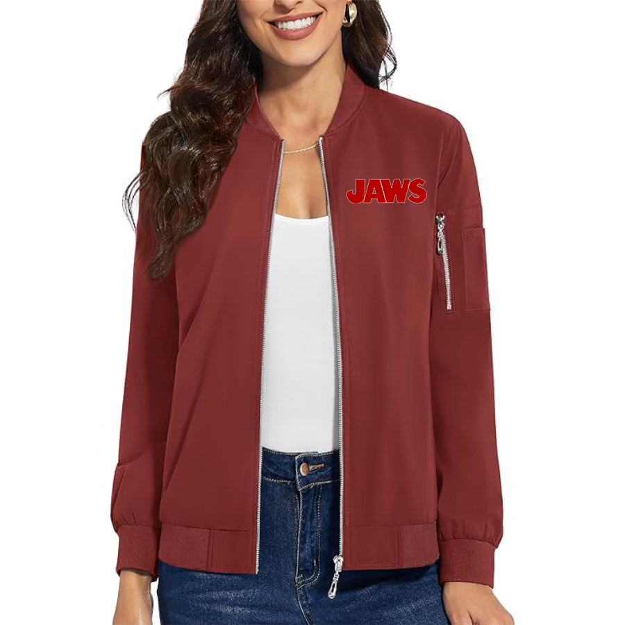 Women's Jaws Premium Bomber Jacket with Polished Detailing and Functional Sleeve Pocket Modern Luxury Outerwear