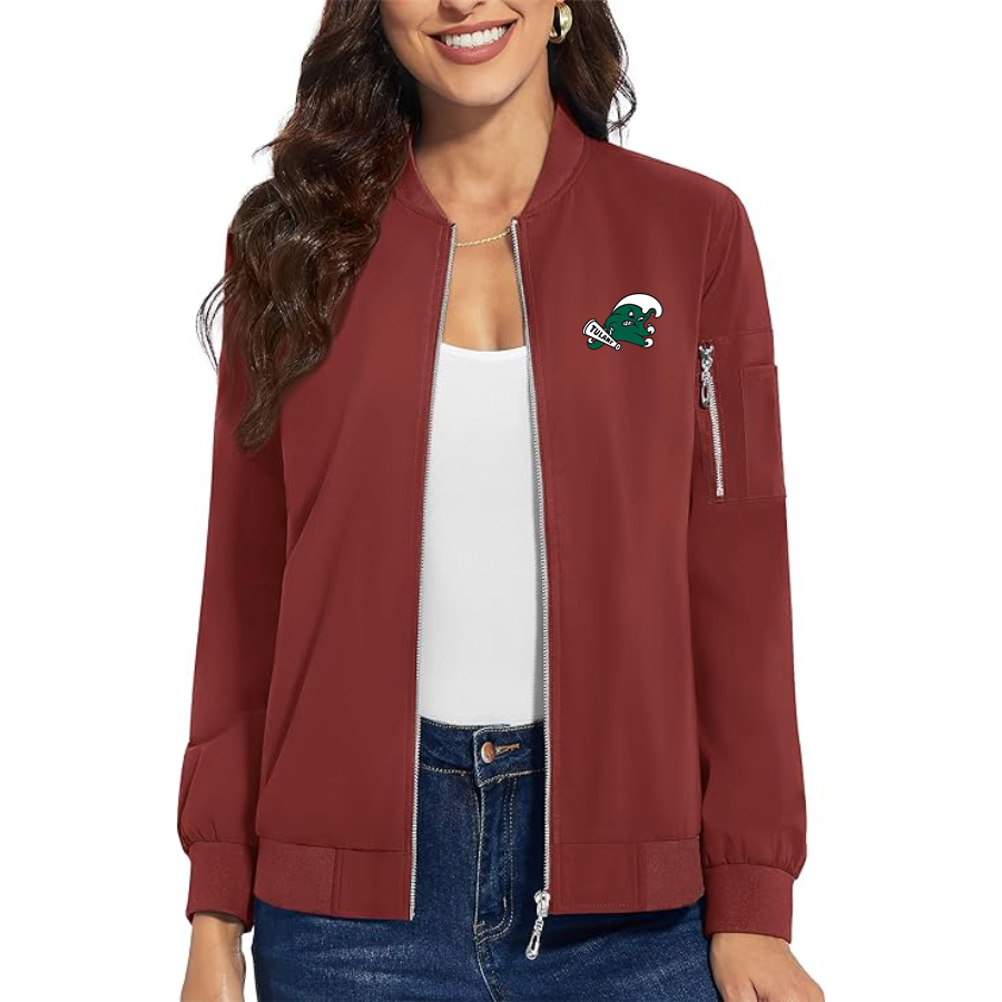 Women's Tulane Green Wave Premium Bomber Jacket with Polished Detailing and Functional Sleeve Pocket Modern Luxury Outerwear