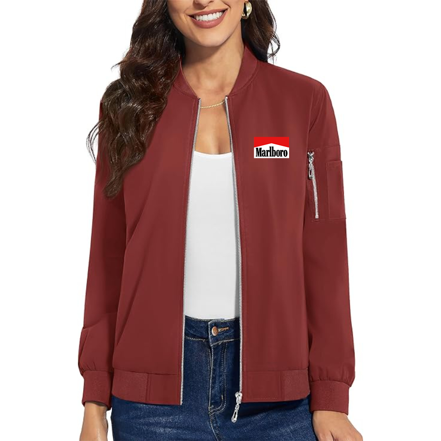 Women's Marlboro  Premium Bomber Jacket with Polished Detailing and Functional Sleeve Pocket Modern Luxury Outerwear