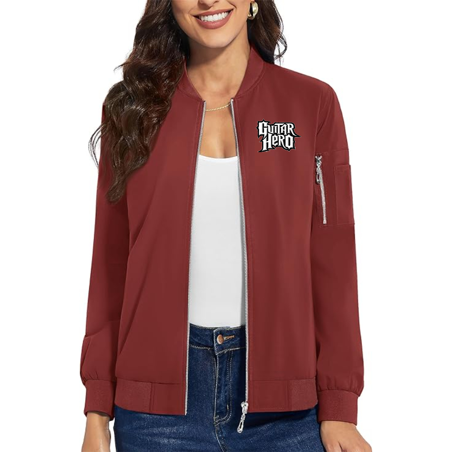 Women's Guitar hero Premium Bomber Jacket with Polished Detailing and Functional Sleeve Pocket Modern Luxury Outerwear