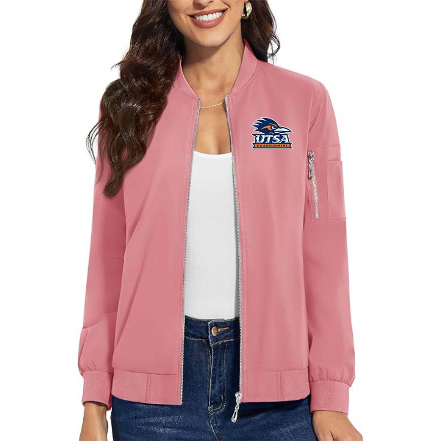 Women's Texas SA Roadrunners  Premium Bomber Jacket with Polished Detailing and Functional Sleeve Pocket Modern Luxury Outerwear